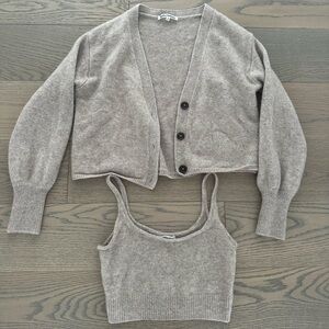 Cashmere tank and cardigan set. Size S but runs closer to XS. Reformation
